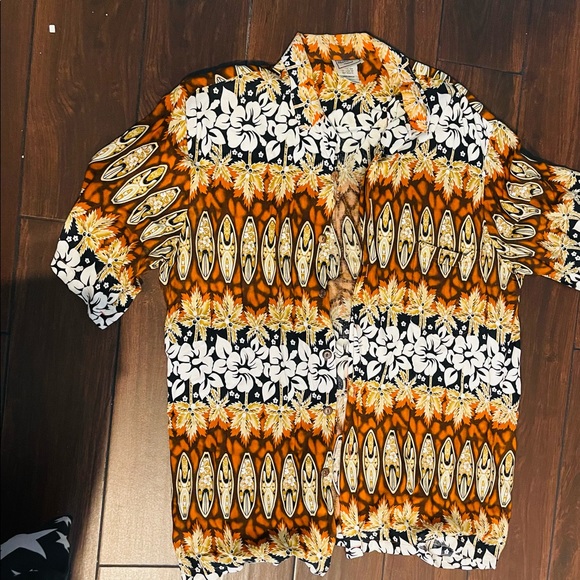 Vintage Aloha Hut Hawaiian Shirt Size L Short Sleeve Surfboard Print 100% Rayón - Picture 6 of 14